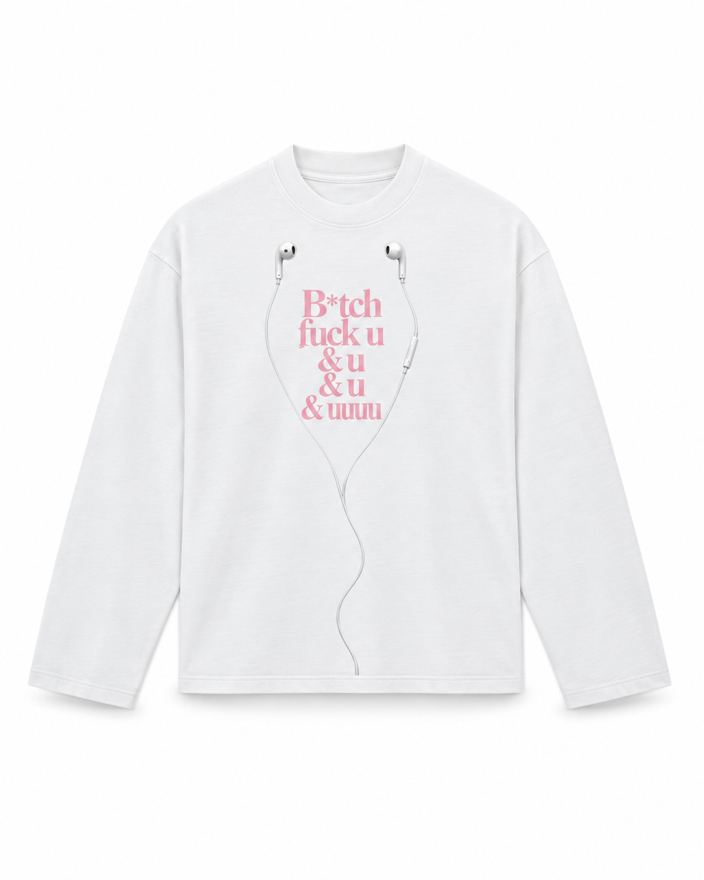 Fuck u & u & u & uuu longsleeve pearl white