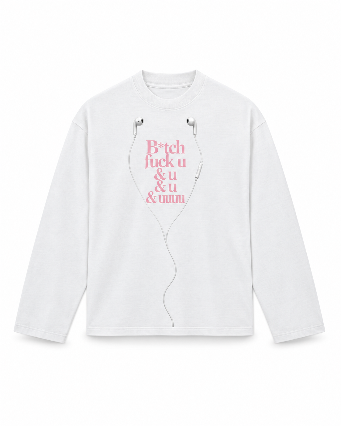 Fuck u & u & u & uuu longsleeve pearl white
