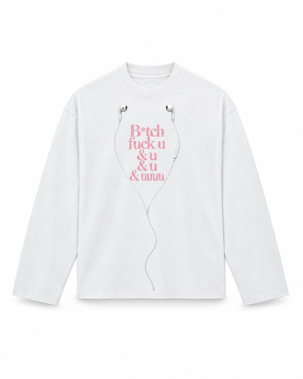 Fuck u & u & u & uuu longsleeve pearl white