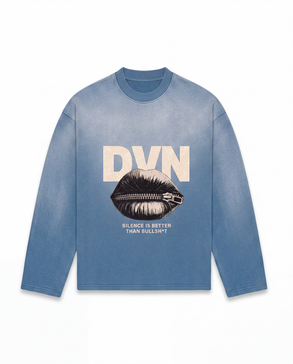 Silence is better then bullsh*t sunfaded blue longsleeve