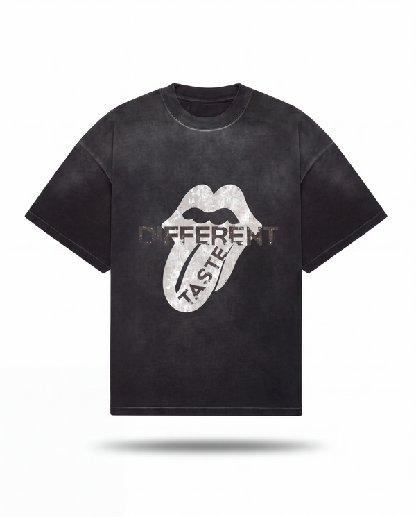 DIFFERENT TASTE oversized tee sunfaded black